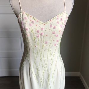 De Laru Yellow Beaded Formal Prom Dress Gown 7/8